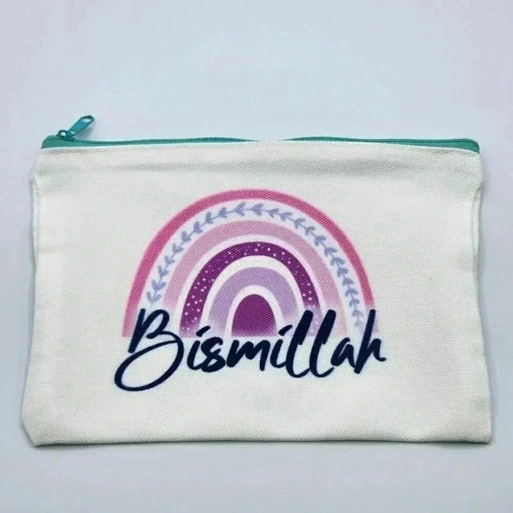 Bismillah Canvas Zipper Pencil Bag Makeup Bag Pouch Bag‎ Handmade NWT